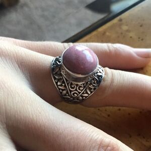 Natural Norwegian Thulite Sterling Silver Ring Size 6